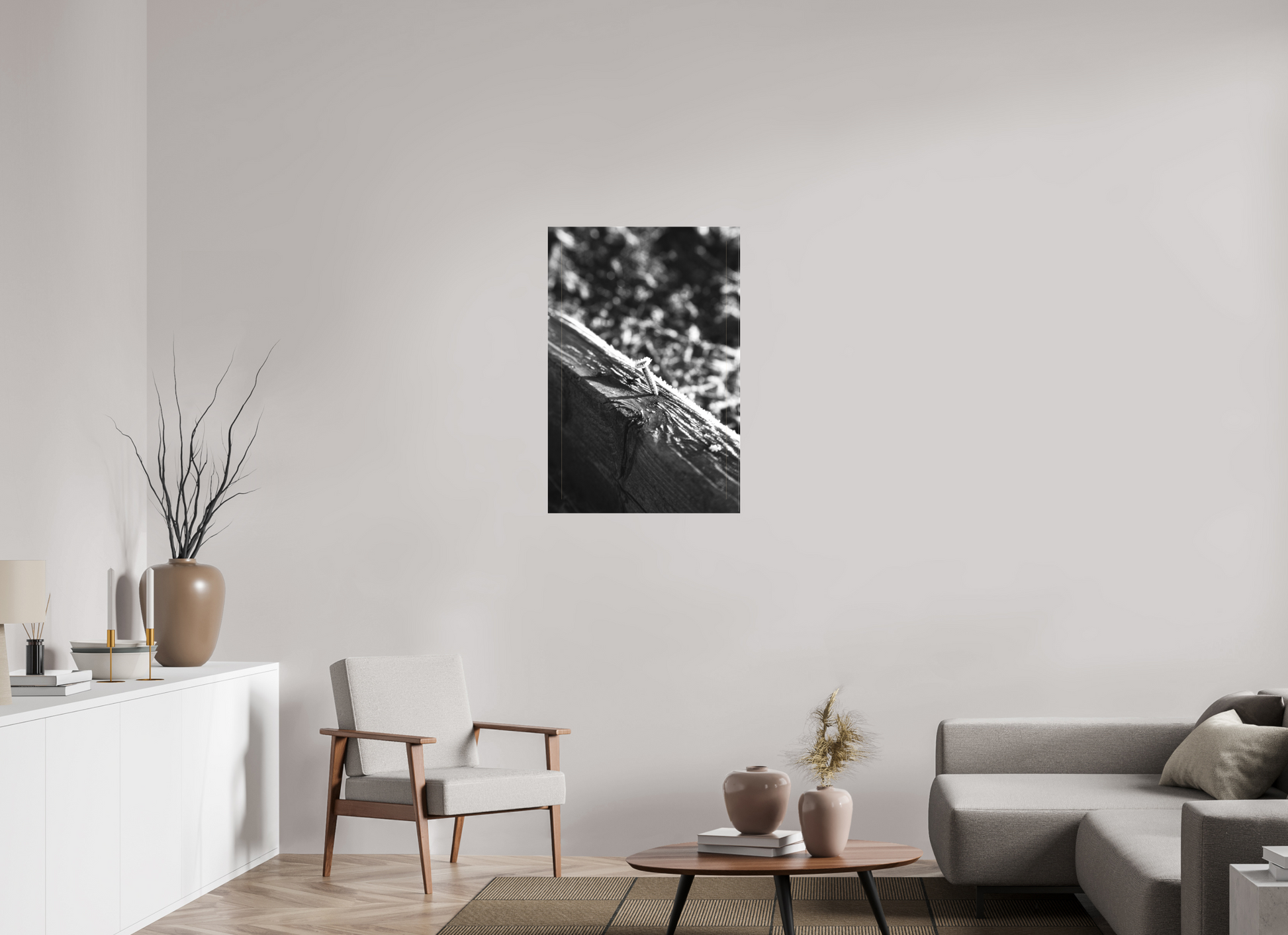 24 x 36″, -Textile Print on Stretcher Frame Frost and Nail