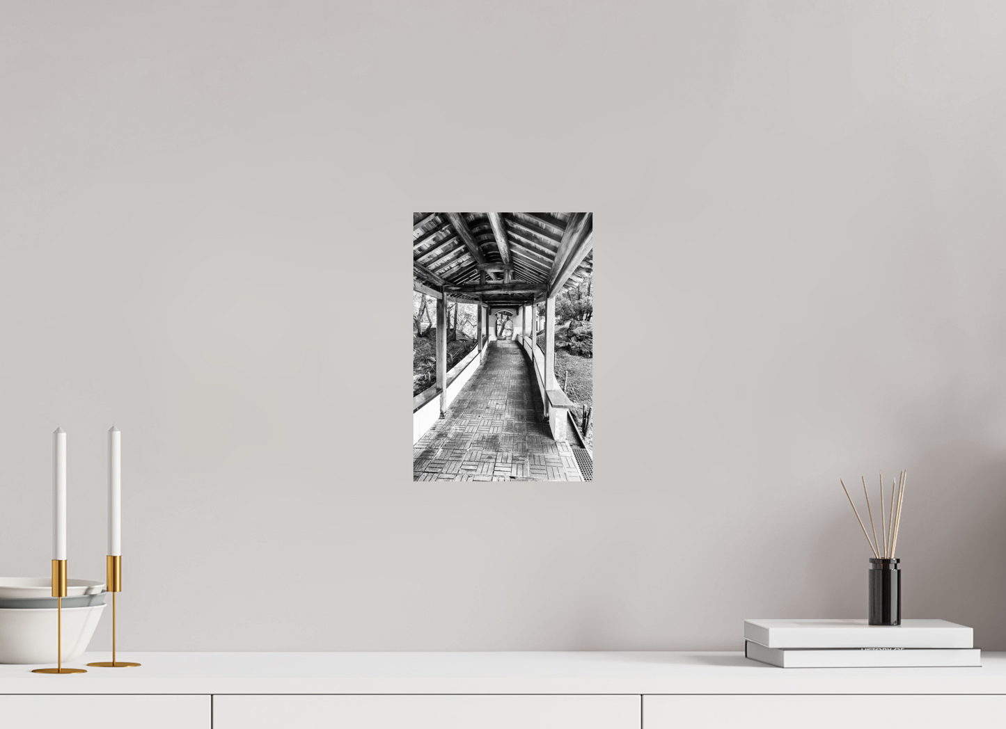 8 x 12″, -Giclée Fine Art Print Walkway Zhishan Garden National Palace Museum Black and White Fine Art Photograph Taipei Taiwan