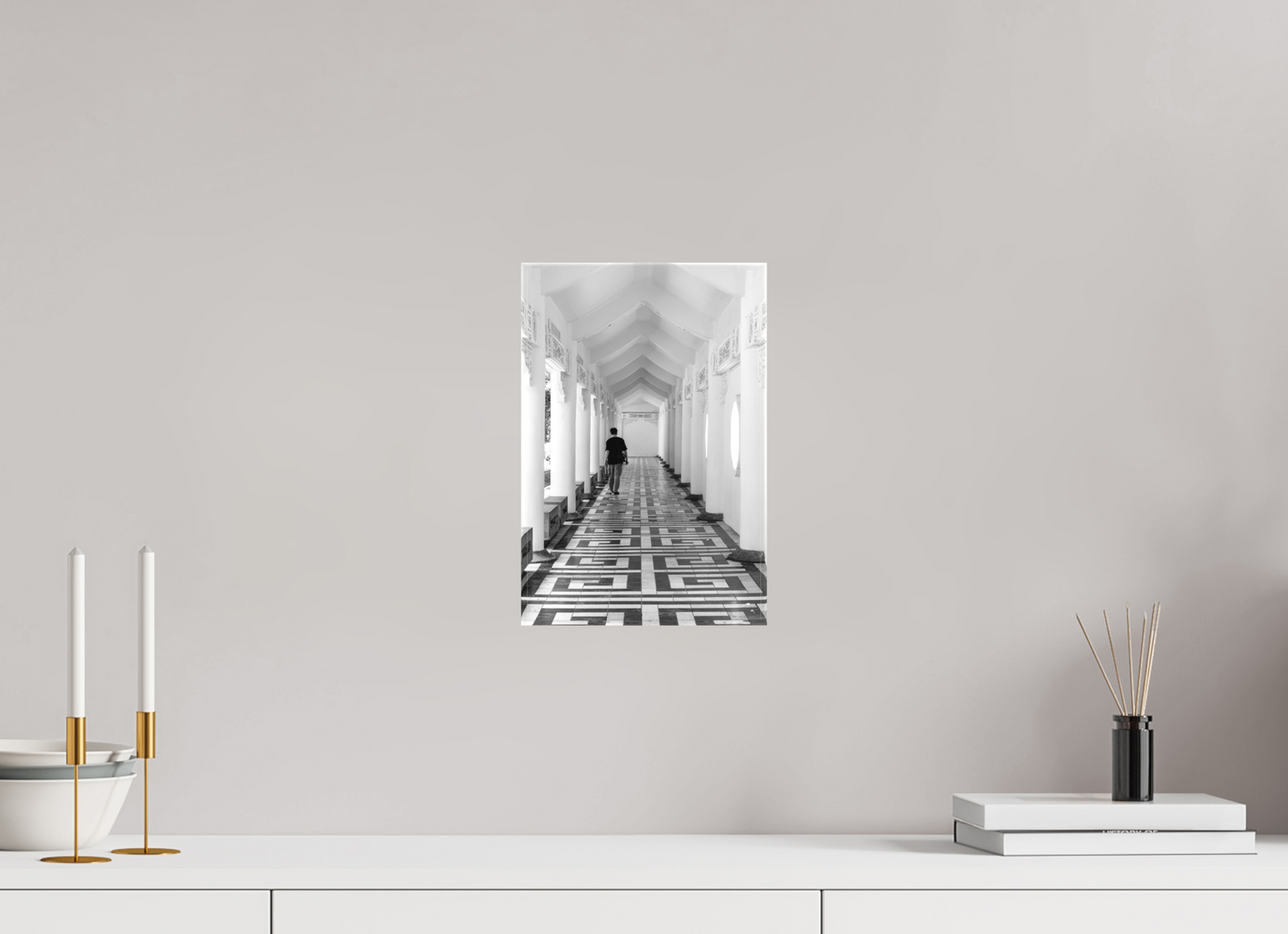 8 x 12″, -Textile Print on Stretcher Frame Archway Black and White Fine Art Photograph Taipei Taiwan