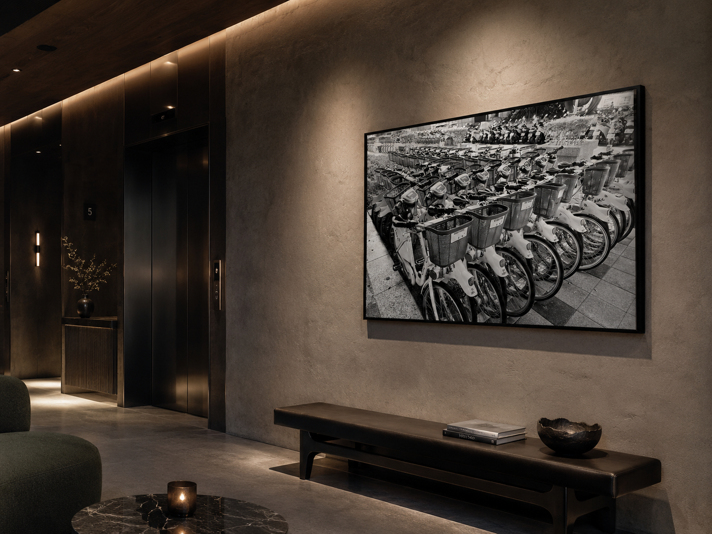 Taipei Bicycles | Taiwan Black and White Street Photography Print