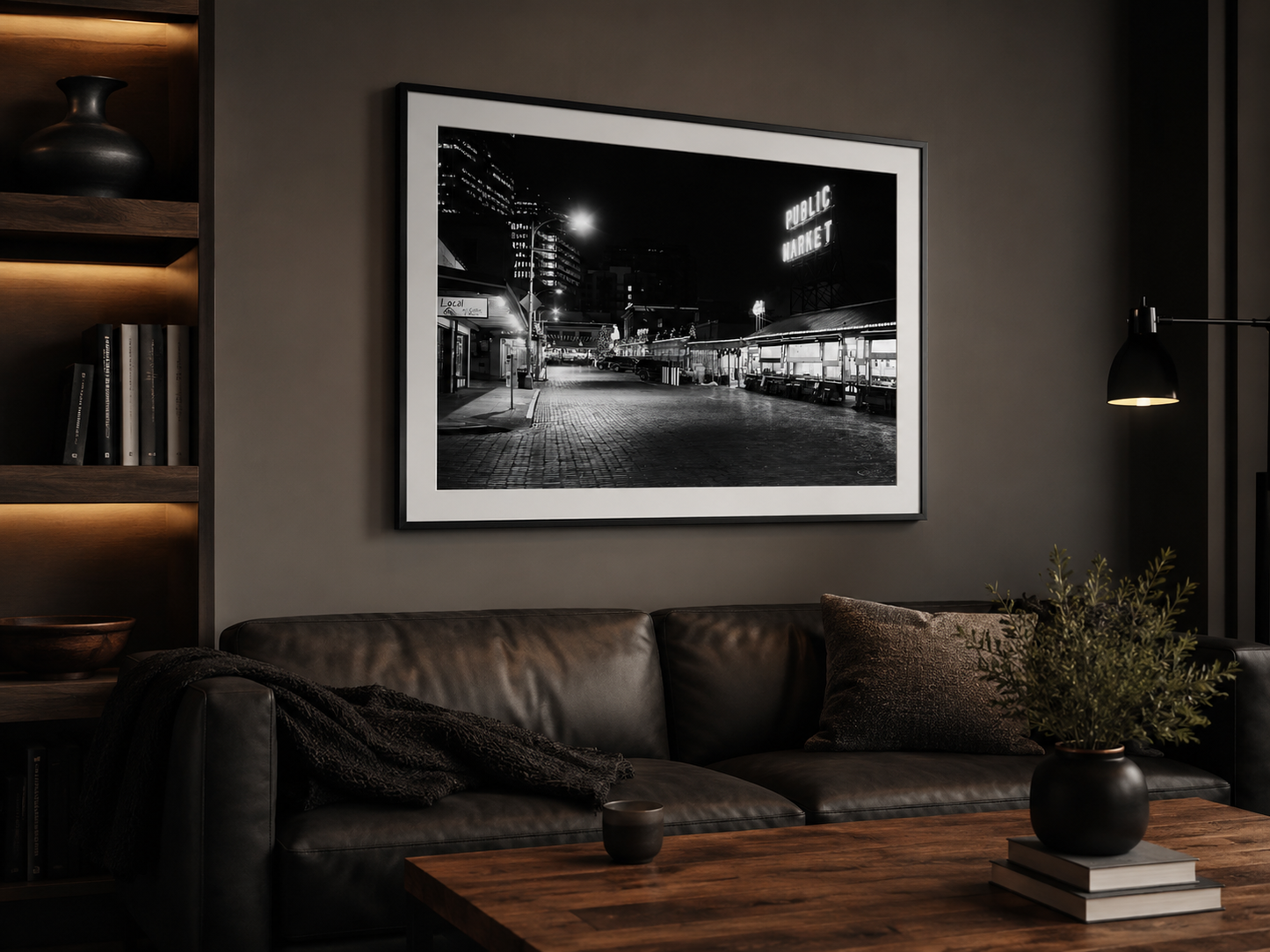 Seattle Market After Hours | Black and White Market Street Fine Art Photography Print