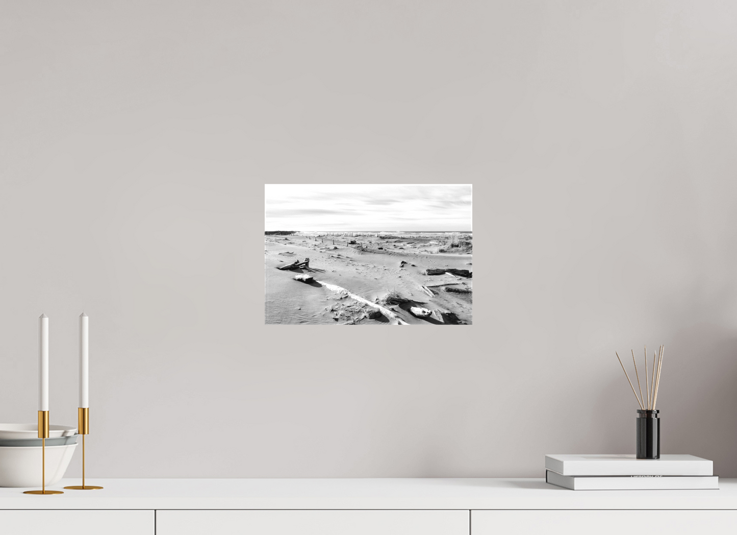 12 x 8″, -Matte Canvas on Stretcher Frame Edge of the Pacific Cape Disappointment in Black and White