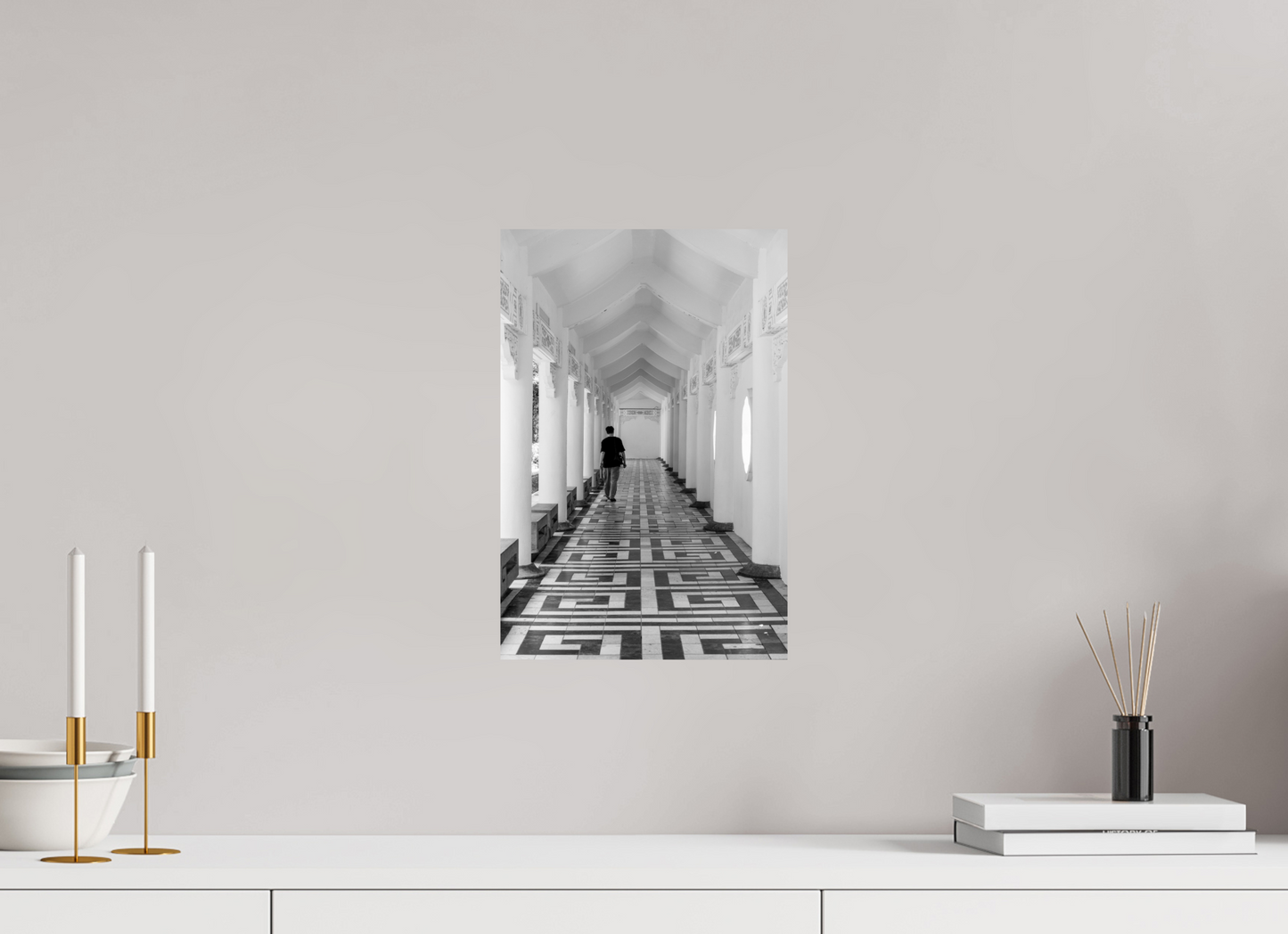 10 x 15″, -Metallic Photo Print on Fuji Crystal Pearl Archway Black and White Fine Art Photograph Taipei Taiwan