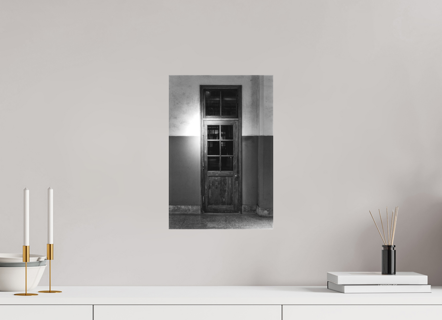 10 x 15″, -Matte Canvas on Stretcher Frame Old Wood Door Black and White Fine Art Photograph Taipei Taiwan