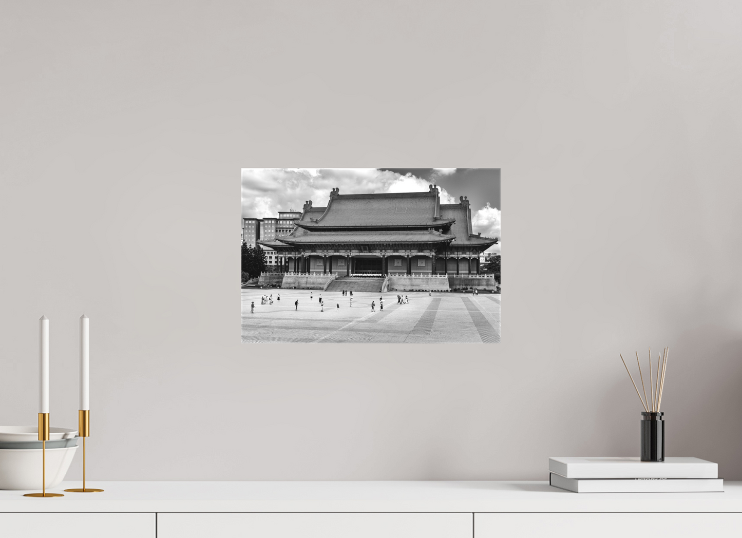 15 x 10″, -Textile Print on Stretcher Frame National Concert Hall Black and White Fine Art Photograph Taipei Taiwan