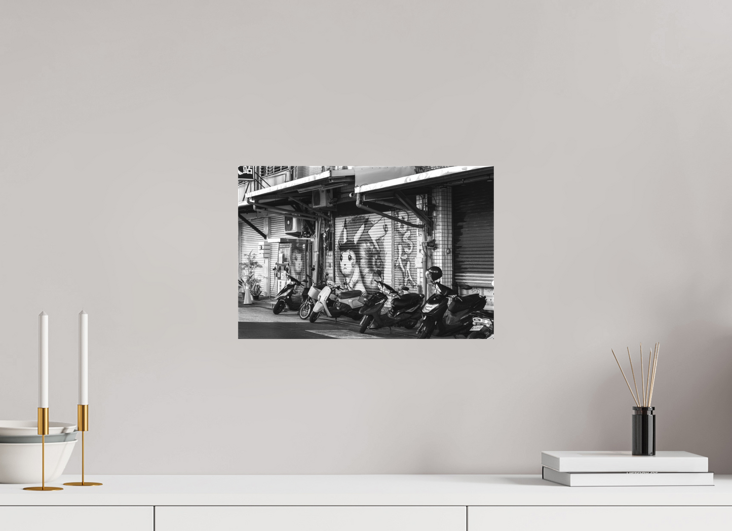 15 x 10″, -Matte Canvas on Stretcher Frame Street Scene Black and White Fine Art Photograph Hualien Taiwan