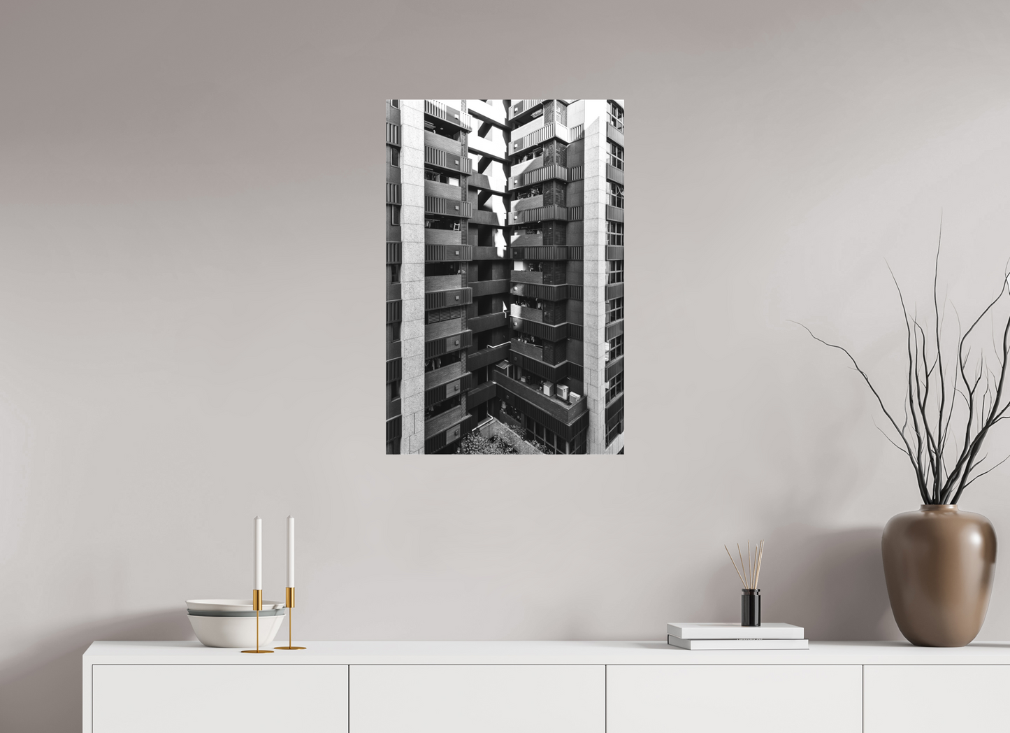 20 x 30″, -Matte Canvas on Stretcher Frame High rise Black and White Fine Art Photograph Taipei Taiwan