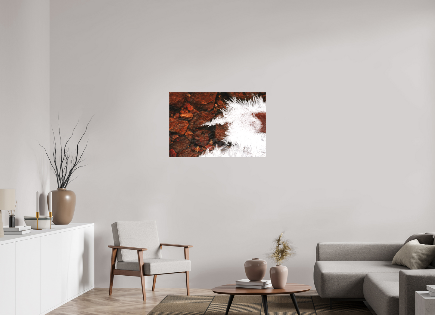 36 x 24″, -Textile Print on Stretcher Frame Red Rock and Ice
