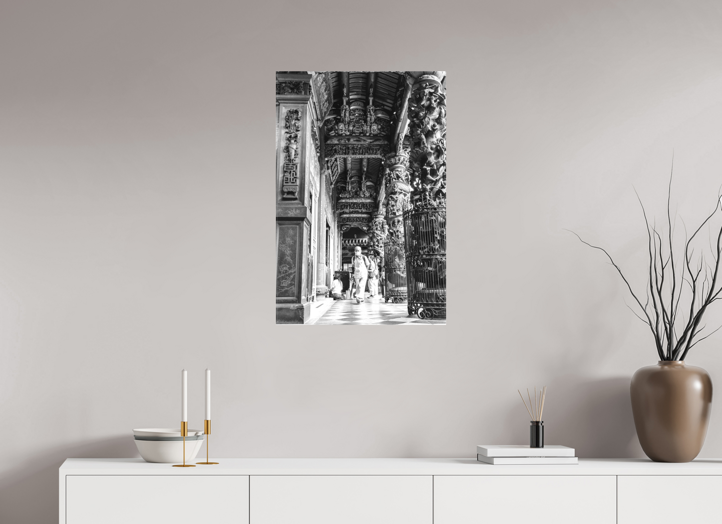 20 x 30″, -Matte Canvas on Stretcher Frame Long Shan Temple Interior Fine Art Photograph Taipei Taiwan