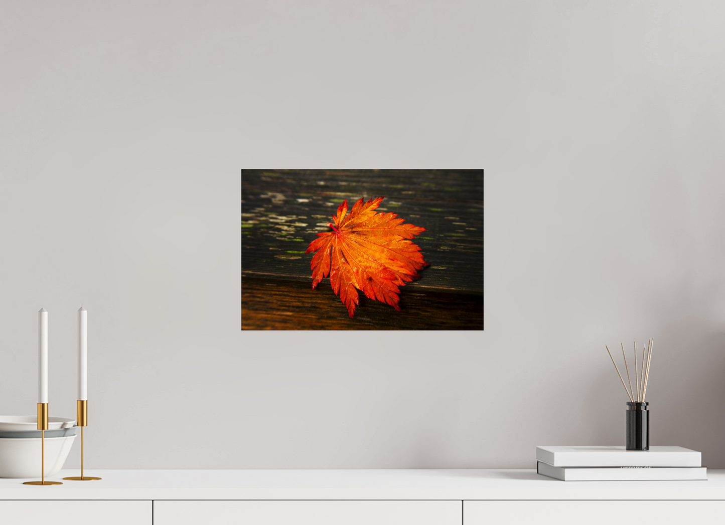 15 x 10″, -Photo Print on Fuji Crystal DP II After the Rain | Leaf on Wood
