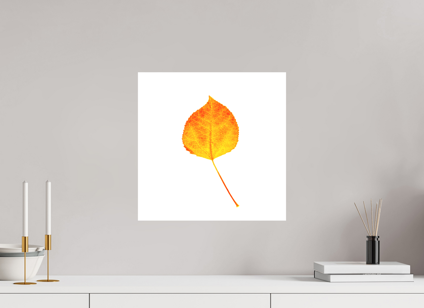 15 x 15″, -Matte Canvas on Stretcher Frame Aspen Leaf