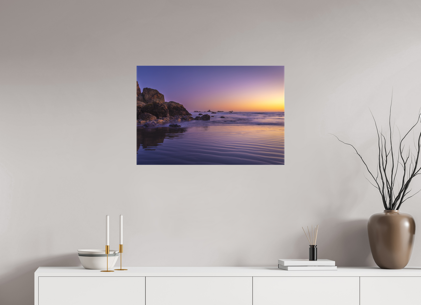 30 x 20″, -Matte Canvas on Stretcher Frame Oregon Coast Sunset