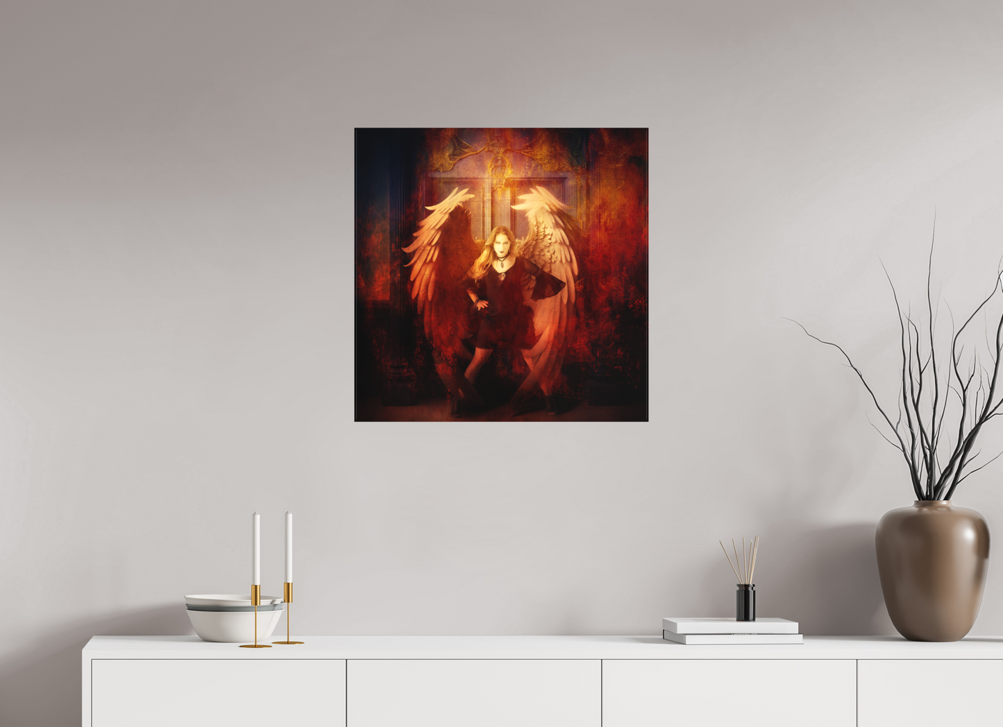 25 x 25″, -Matte Canvas on Stretcher Frame Unveiling Darkness – Fine Art Fantasy Photography
