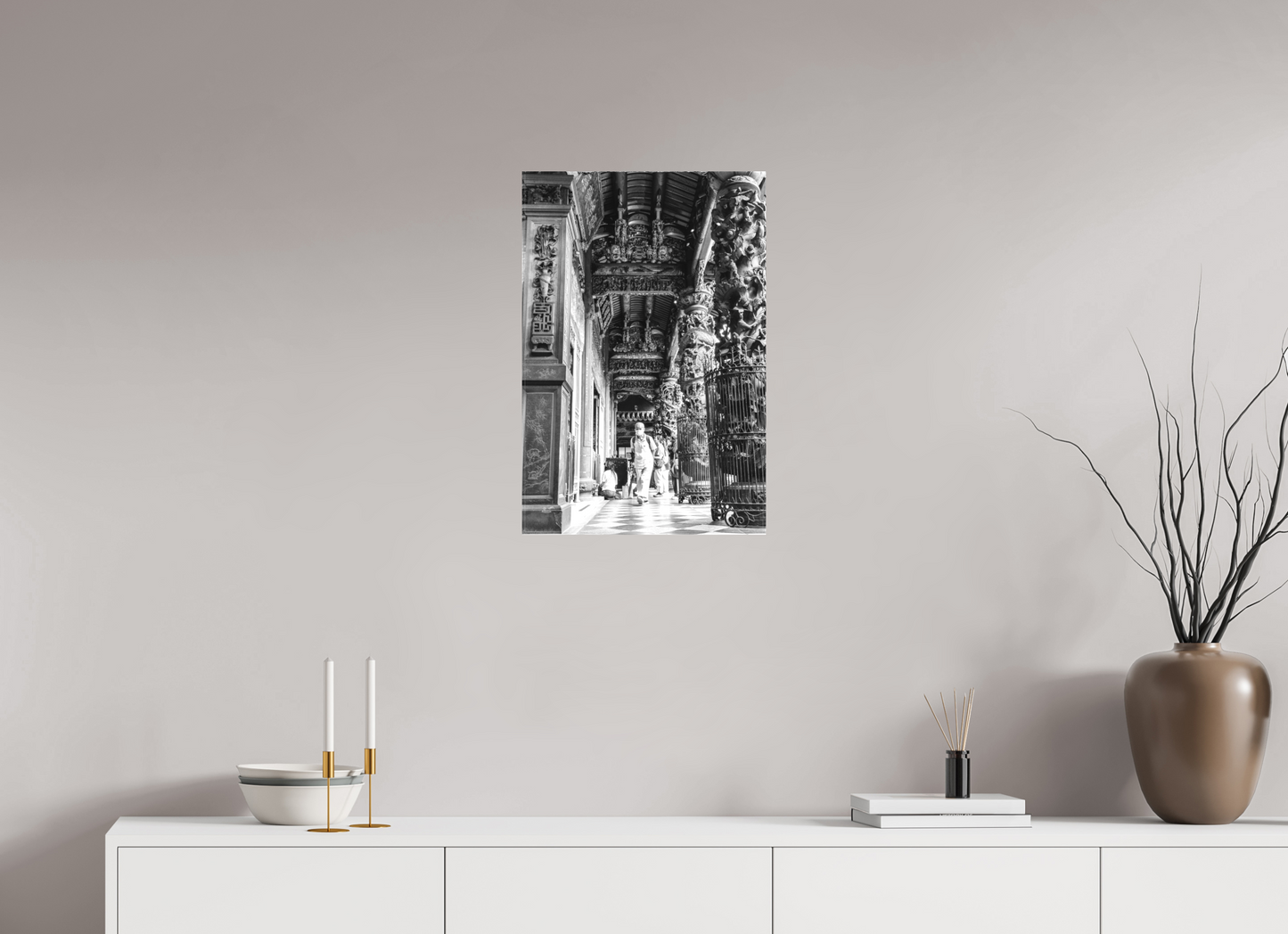 16 x 24″, -Matte Canvas on Stretcher Frame Long Shan Temple Interior Fine Art Photograph Taipei Taiwan