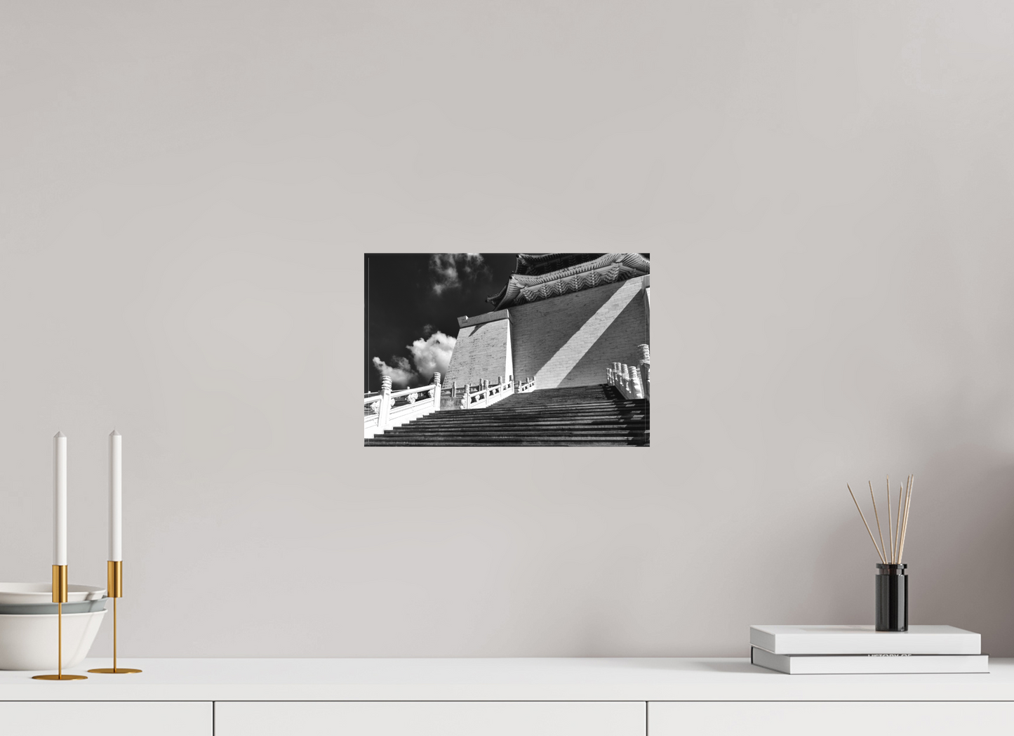 12 x 8″, -Matte Canvas on Stretcher Frame Chiang Kai-shek Memorial Hall Black and White Fine Art Photograph