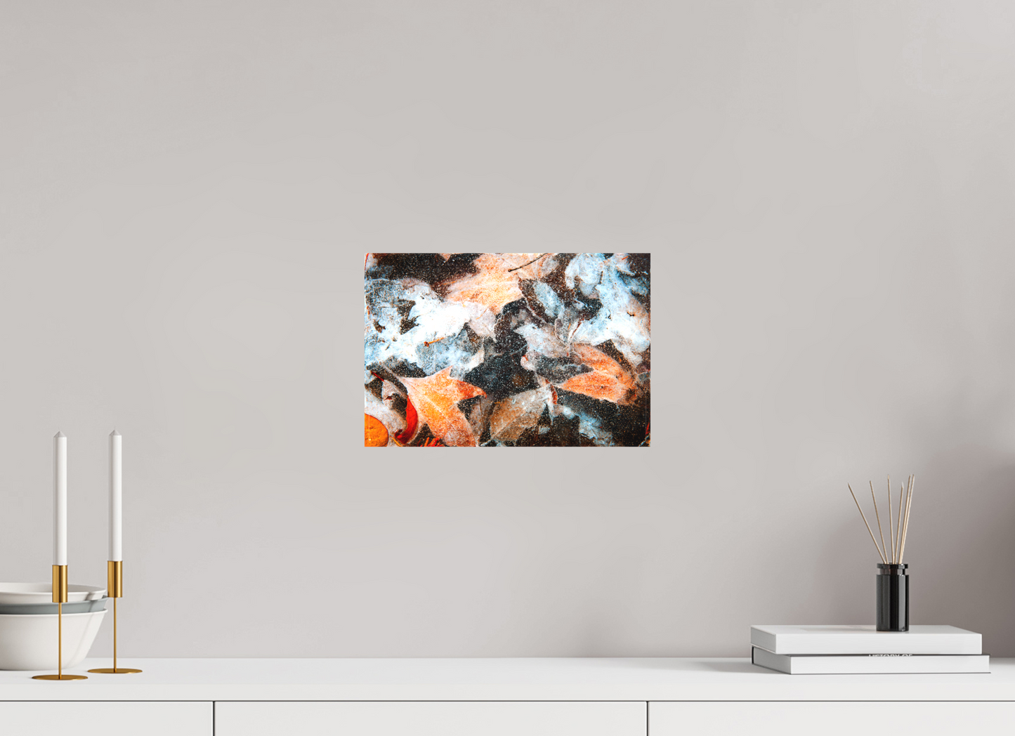 12 x 8″, -Textile Print on Stretcher Frame Autumn in Ice