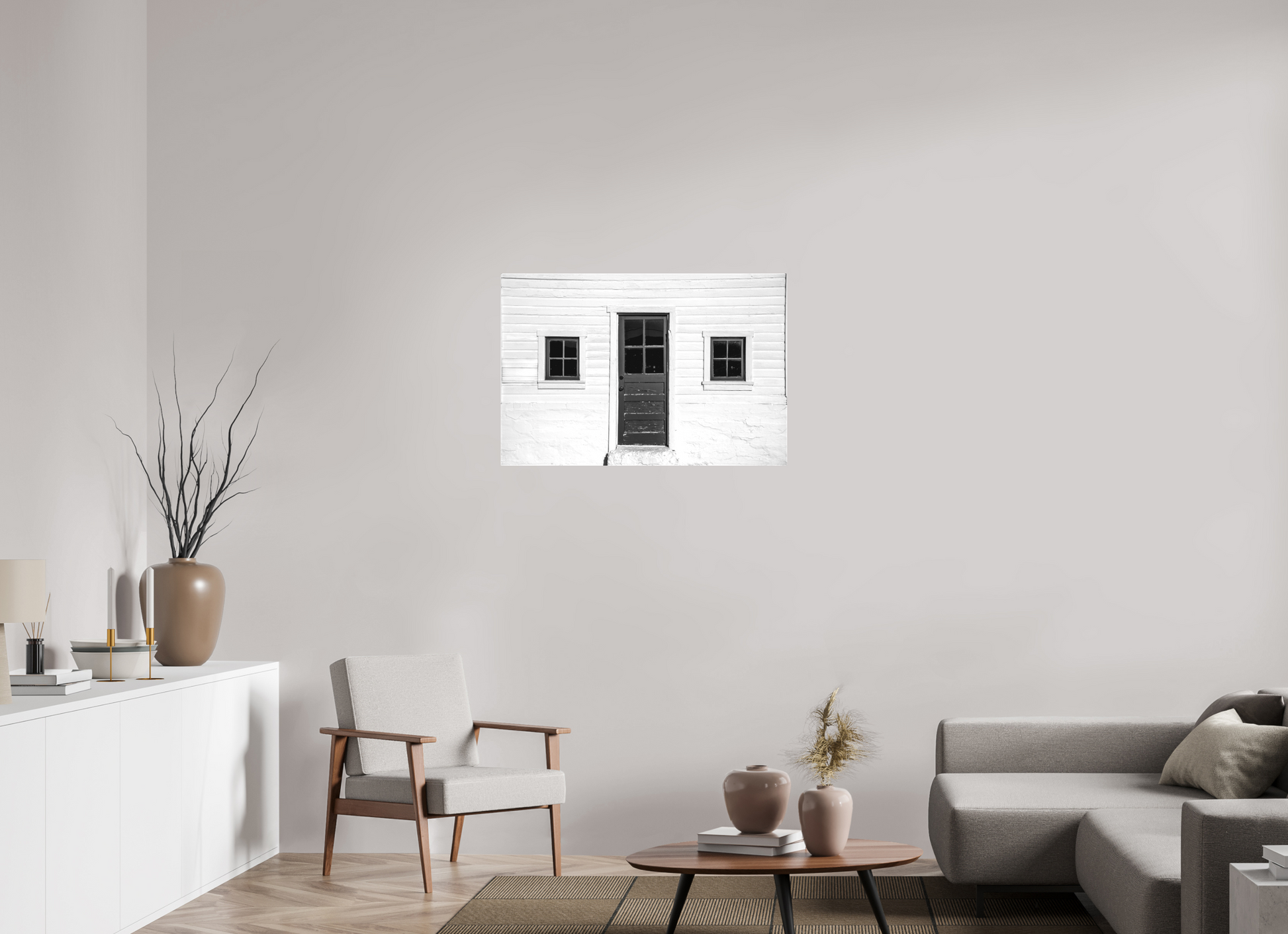 36 x 24″, -Textile Print on Stretcher Frame The White Barn | Historic McPolin Barn