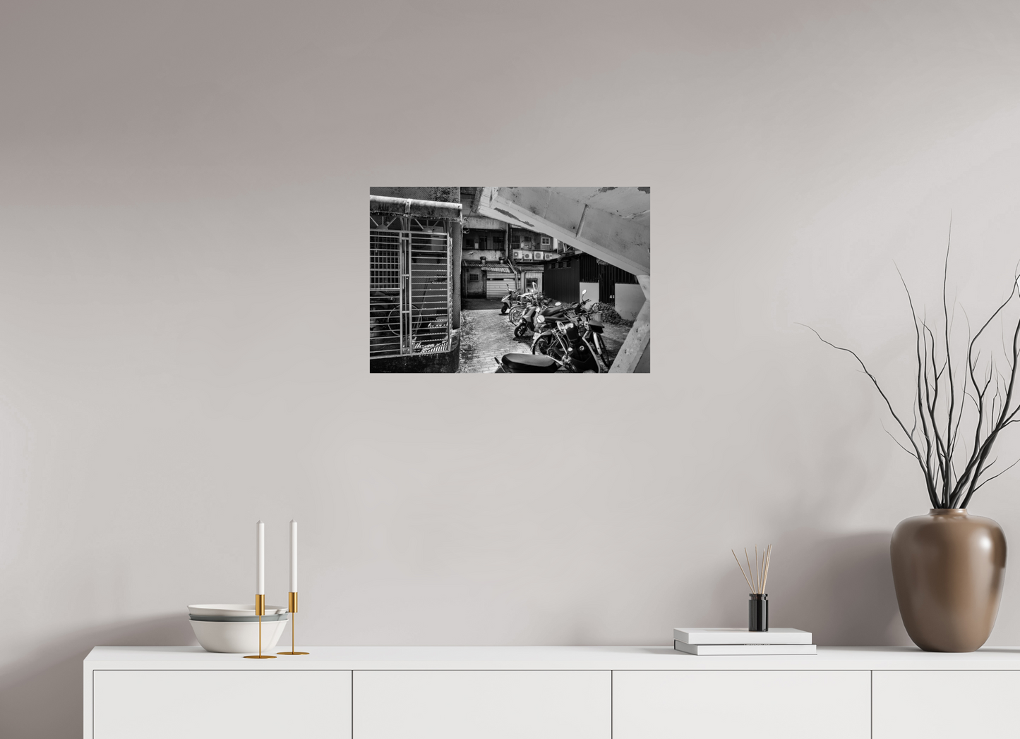 24 x 16″, -Photo Print on Fujiflex High Gloss Yilan Neighborhood Black and White Fine Art Photograph Yilan Taiwan