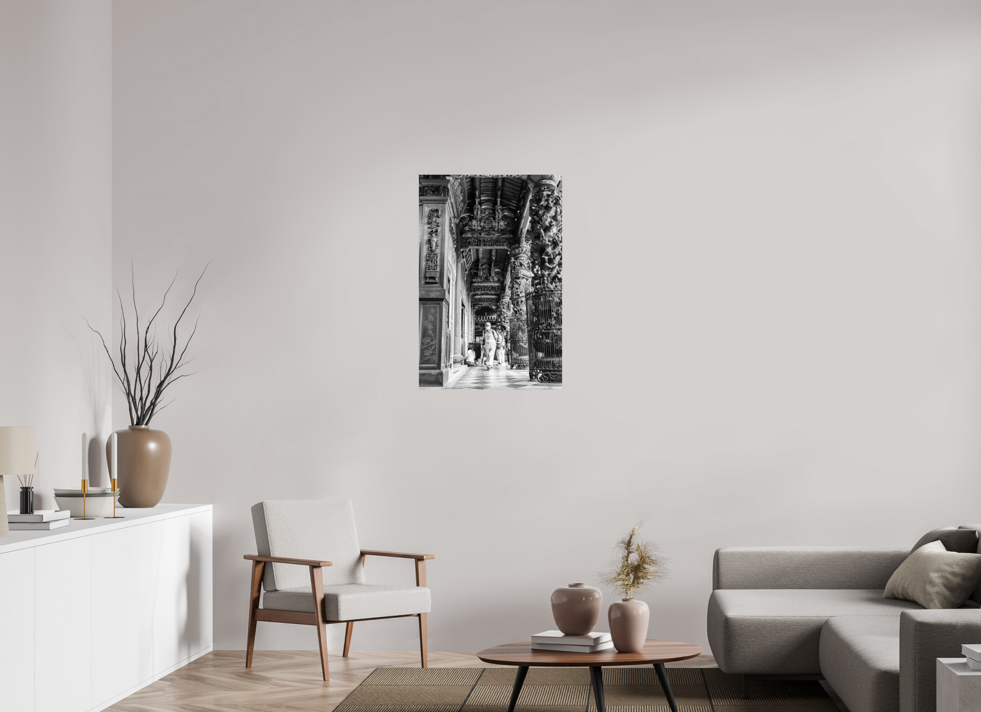 24 x 36″, -Photo Print on Ilford BW Paper Long Shan Temple Interior Fine Art Photograph Taipei Taiwan