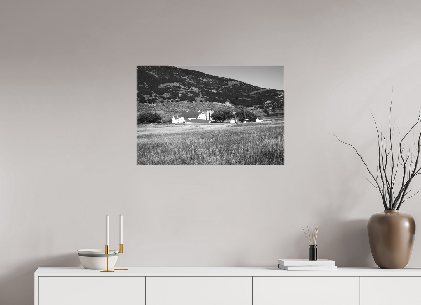 30 x 20″, -Textile Print on Stretcher Frame McPolin Farm | The Farm in Autumn Light