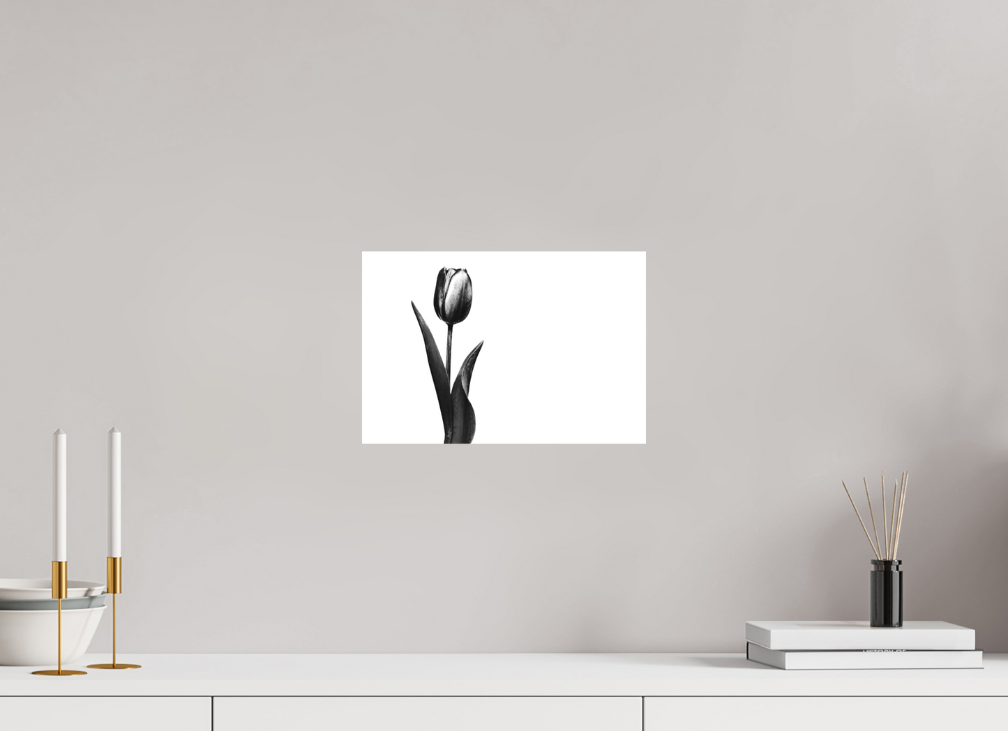 12 x 8″, -Matte Canvas on Stretcher Frame Tulip Fine Art Black and White Photograph