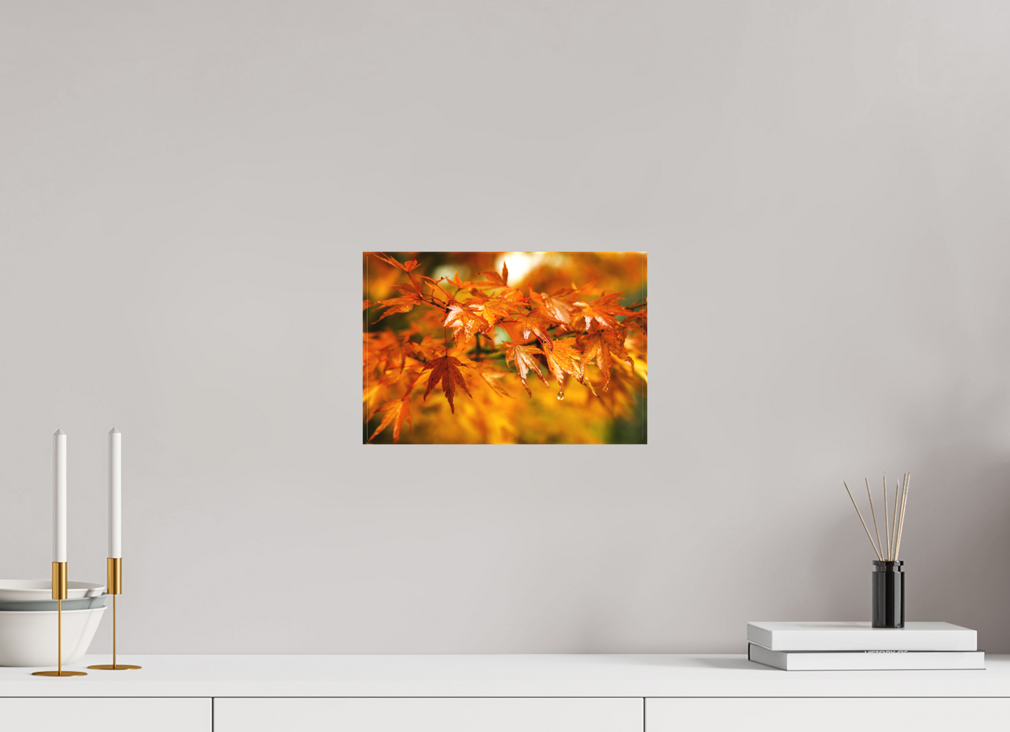 12 x 8″, -Matte Canvas on Stretcher Frame After the Rain | Japanese Garden Maple