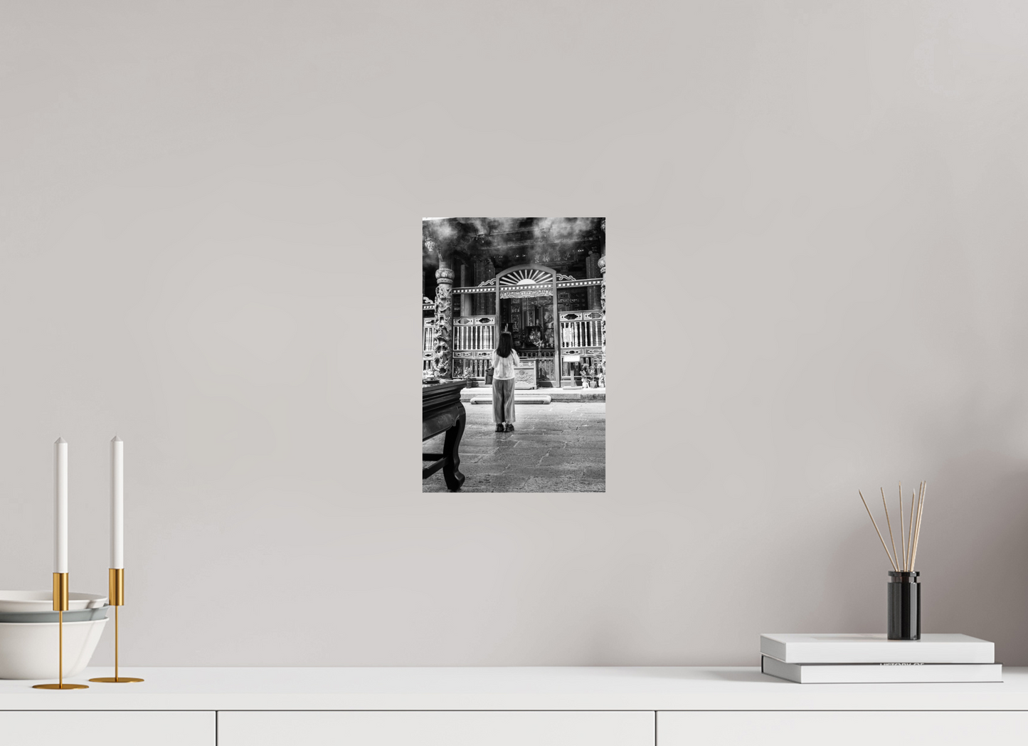 8 x 12″, -Photo Print on Ilford BW Paper Long Shan Temple Interior Black and White Fine Art Photograph Taipei Taiwan