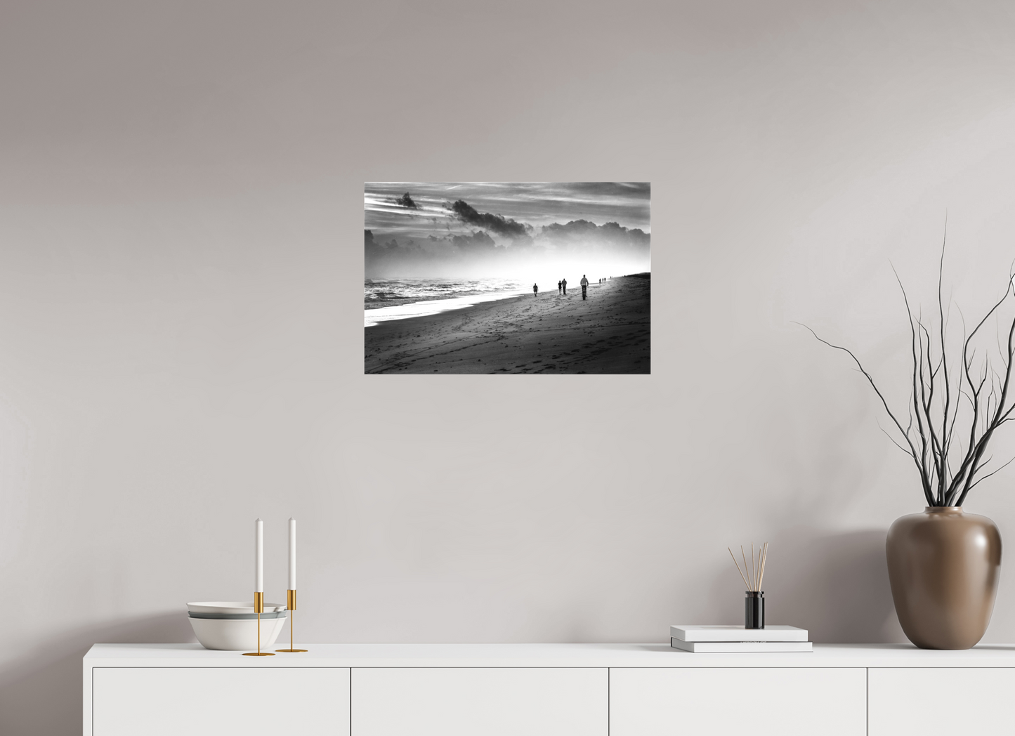 24 x 16″, -Matte Canvas on Stretcher Frame Pathway - Fine Art Black and White Coastal Photograph