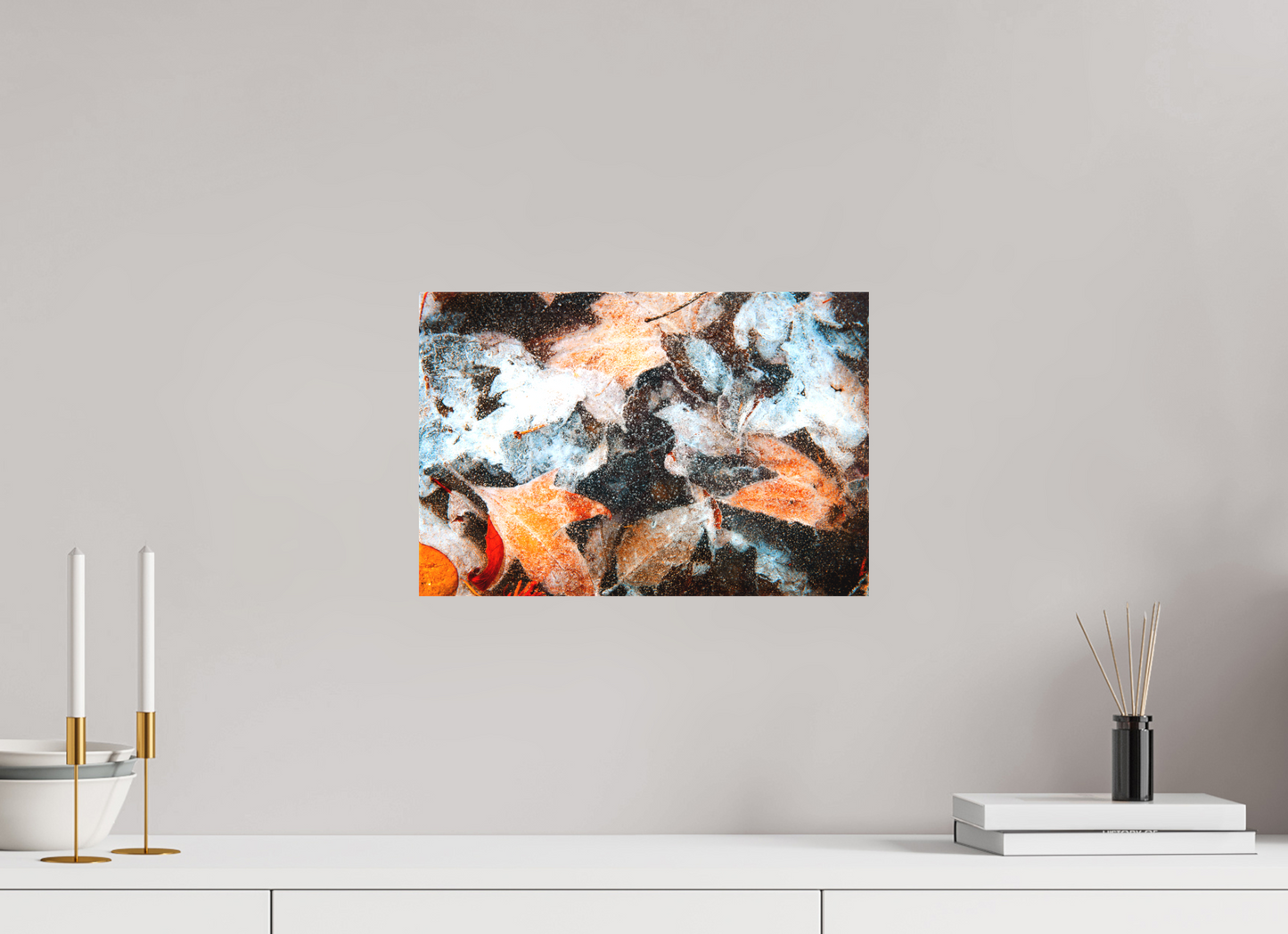 15 x 10″, -Textile Print on Stretcher Frame Autumn in Ice