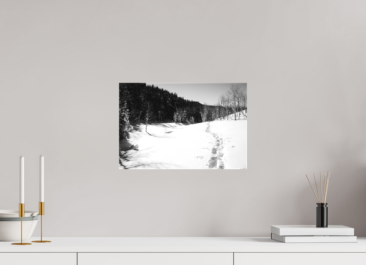 15 x 10″, -Textile Print on Stretcher Frame Snowshoe | A Journey Through Utah’s Backcountry