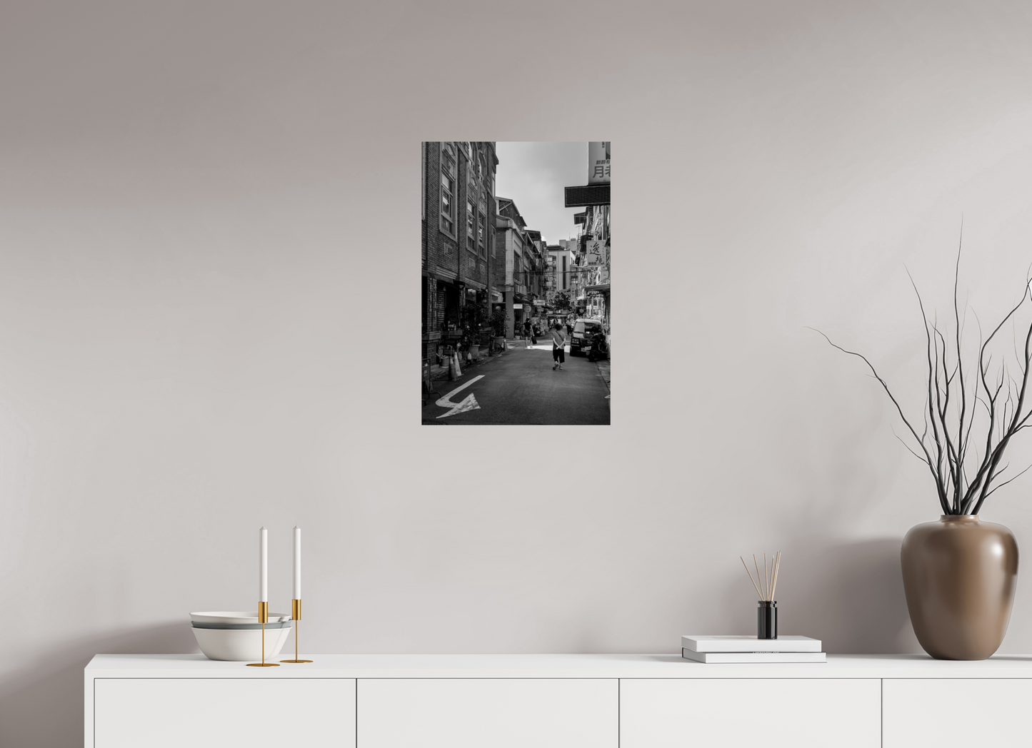 16 x 24″, -Photo Print on Fuji Crystal DP II Dihua Old Street Neighborhood Black and White Fine Art Photograph Taipei Taiwan