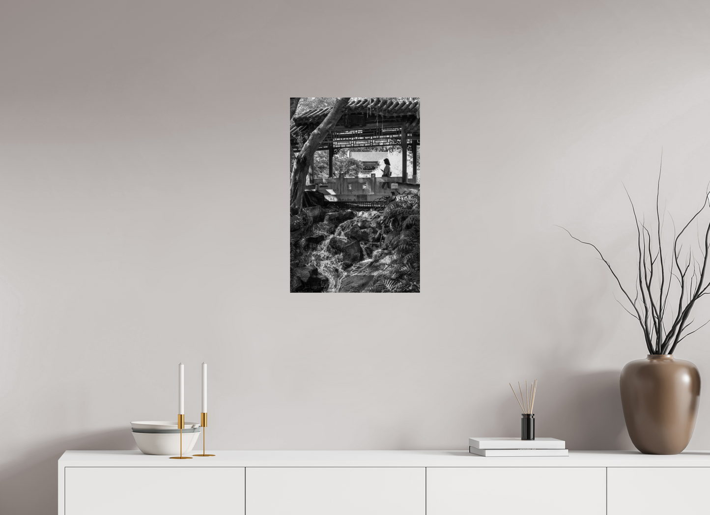 16 x 24″, -Photo Print on Fuji Crystal DP II Afternoon in  Zhishan Gardens National Palace Museum Fine Art Black and White Photograph Taipei Taiwan
