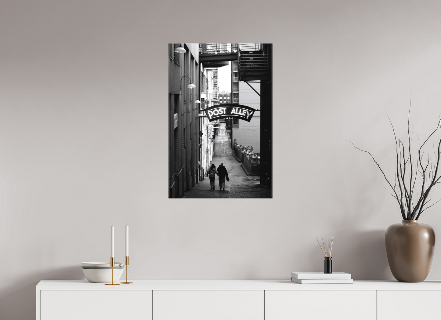 20 x 30″, -Matte Canvas on Stretcher Frame November Afternoon - Seattle Post Alley Fine Art Print