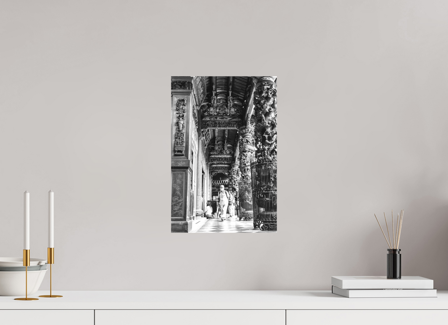 10 x 15″, -Textile Print on Stretcher Frame Long Shan Temple Interior Fine Art Photograph Taipei Taiwan