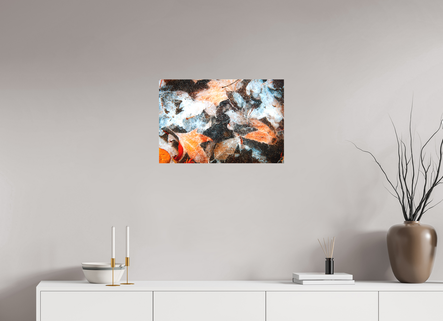24 x 16″, -Textile Print on Stretcher Frame Autumn in Ice