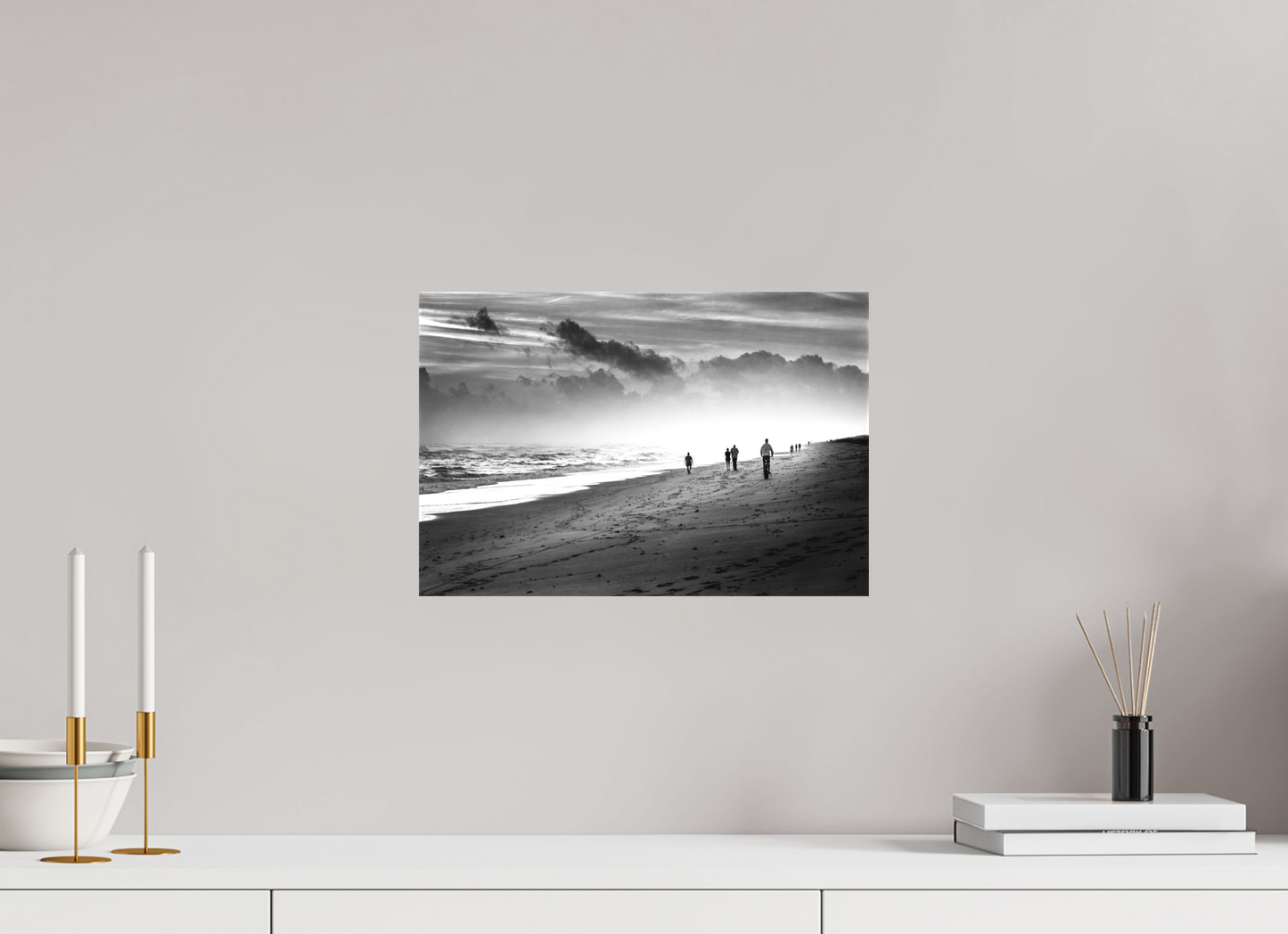 15 x 10″, -Matte Canvas on Stretcher Frame Pathway - Fine Art Black and White Coastal Photograph