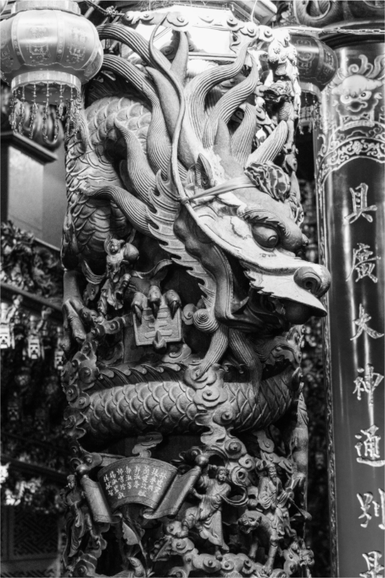 Main image Temple Dragon Black and White Fine Art Photograph Hualien Taiwan