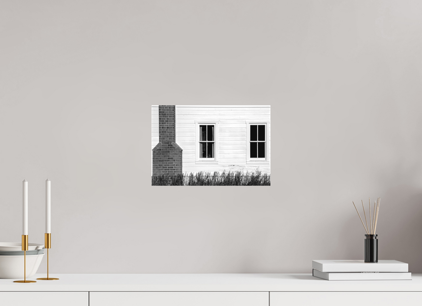 12 x 8″, -Matte Canvas on Stretcher Frame McPolin Farmhouse | Geometry, Texture, History: A Study in Contrast