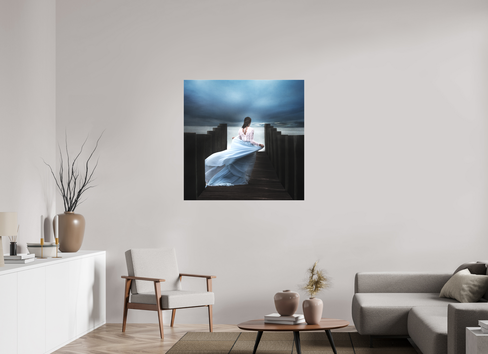 40 x 40″, -Textile Print on Stretcher Frame Horizon - Fine Art Photograph Emotional Cinematic Wall Art