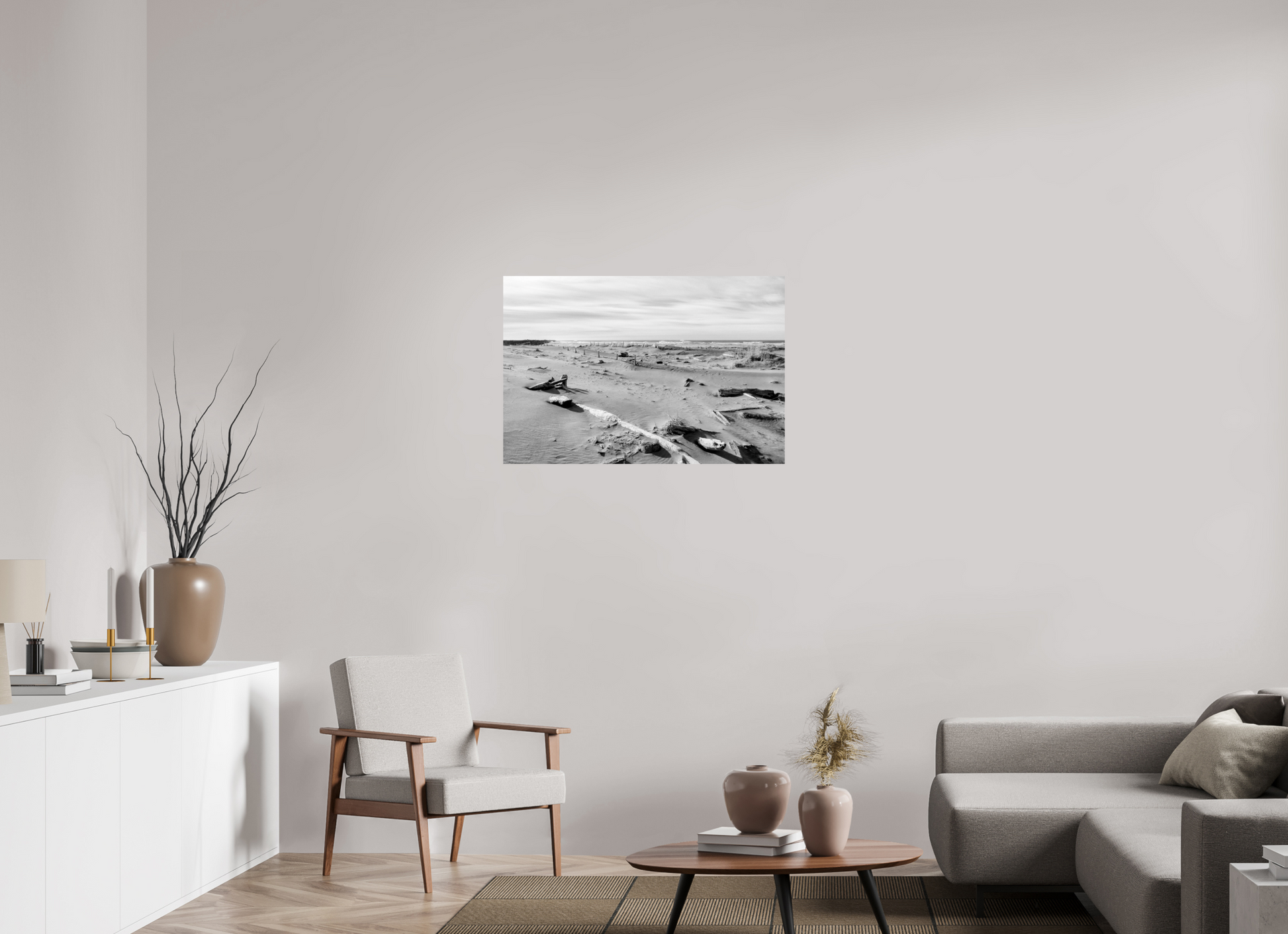 36 x 24″, -Giclée Fine Art Print Edge of the Pacific Cape Disappointment in Black and White