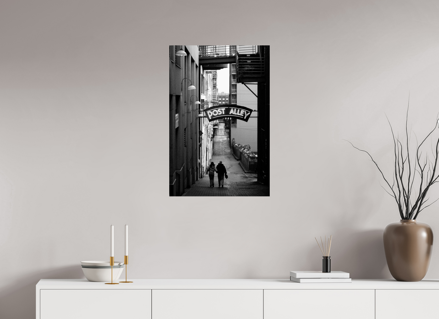 20 x 30″, -Photo Print on Ilford BW Paper November Afternoon - Seattle Post Alley Fine Art Print